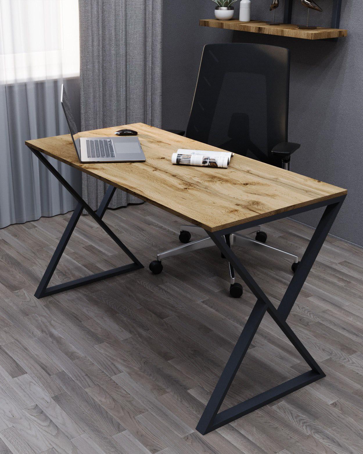 Стол письменный лофт Серия 10 металлический профиль 60х30 мм 1200х600х16 мм Дуб тахо (22118425)