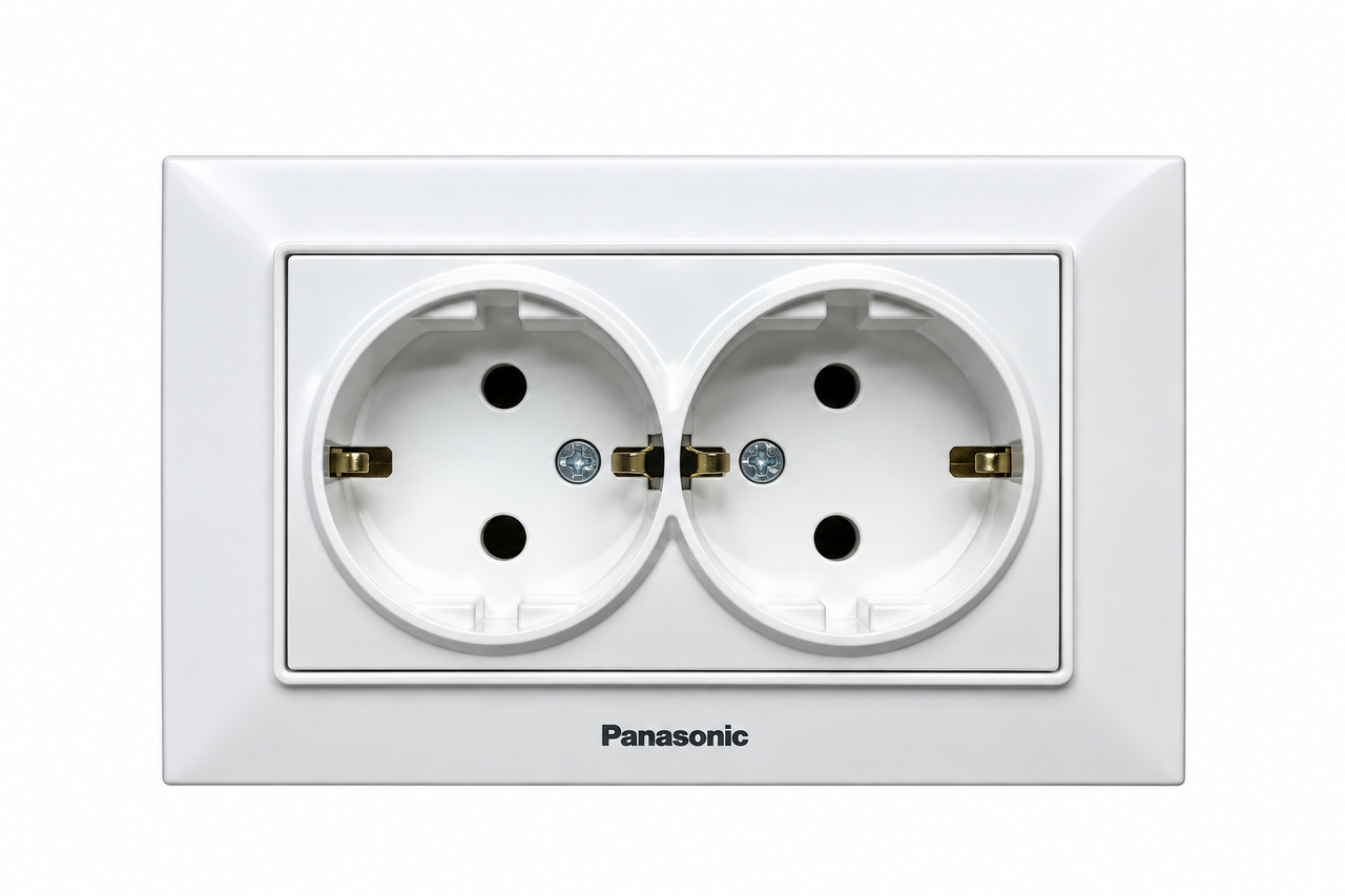 2-я розетка с заземлением Panasonic Arkedia Slim Белый 2-я розетка с заземлением Panasonic Arkedia Slim Белый