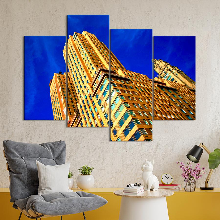 Картина город Золотой небоскрёб на Манхэттене 89x56 см (A709-4)