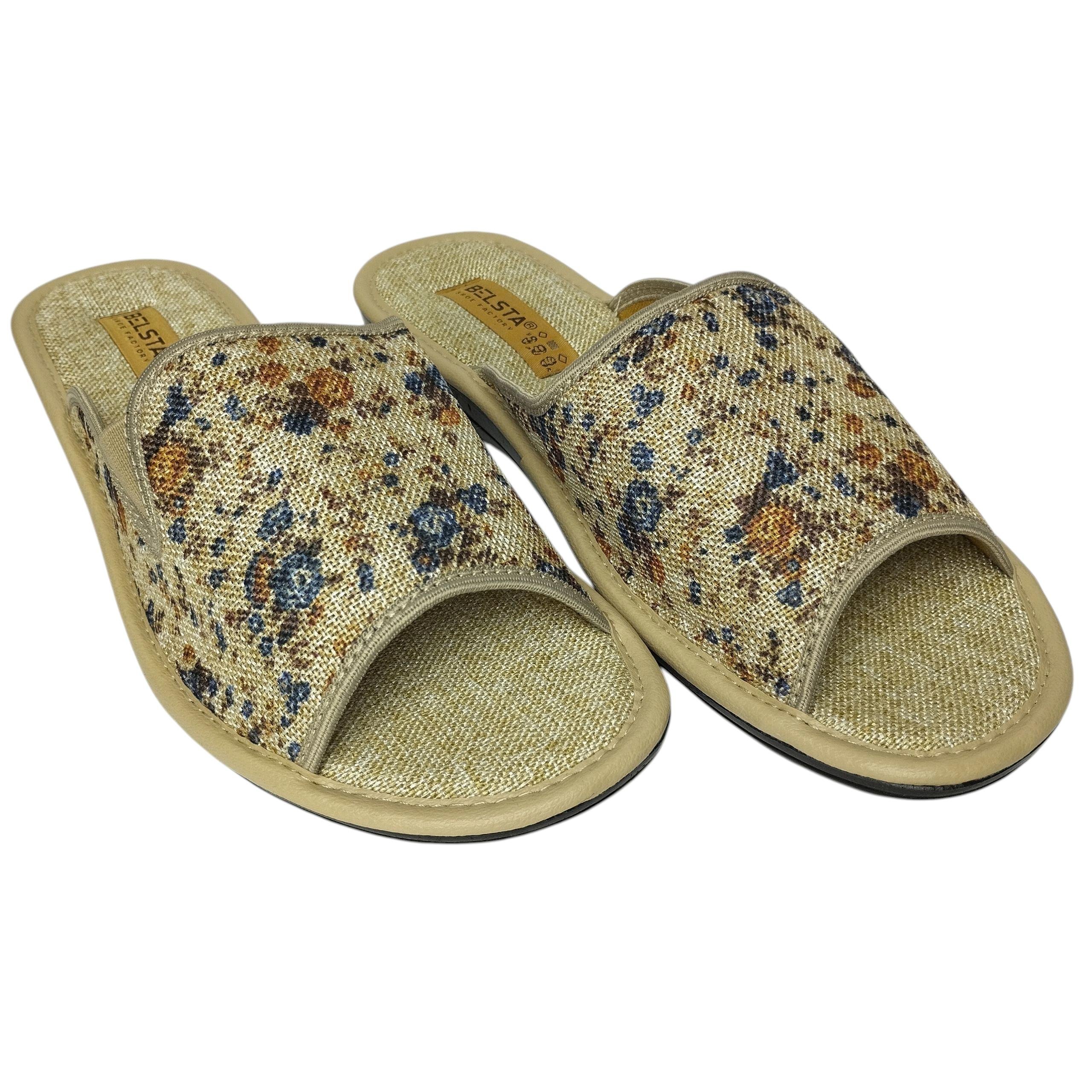 Домашні тапочки жіночі БЕЛСТА на гумці відкриті р. 36 23 см Бежевий (125-бежевий)