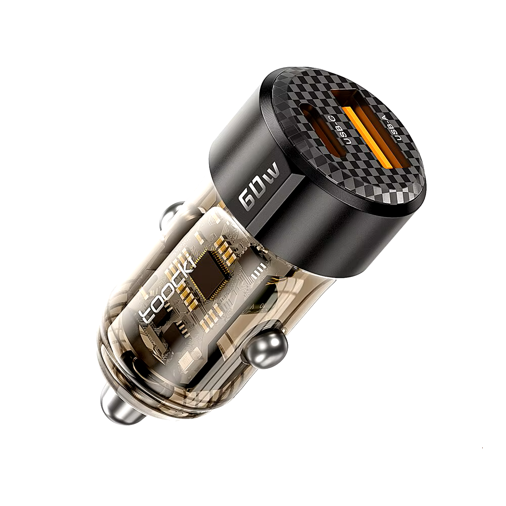 Автомобильное зарядное устройство для Toocki 60 Вт USB и Type-C Черный (TQ-CC25ABLK60)