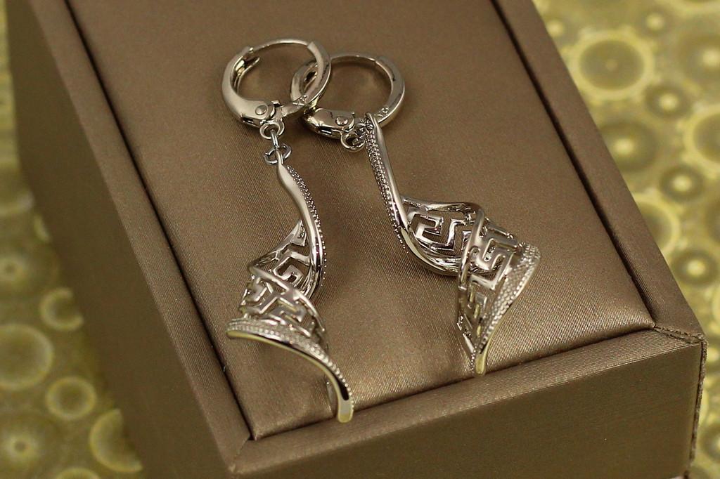 Серьги Xuping Jewelry подвески завитки 4,5 см Серебристый (2629124975) - фото 2
