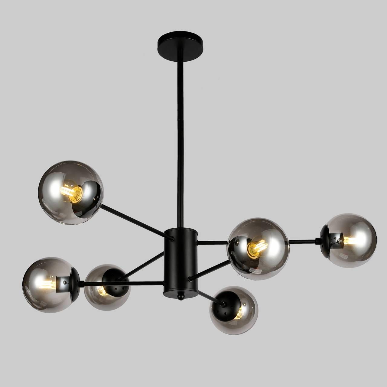 Люстра из шаров на 6 ламп Черный (52-6033-6 BK+BK)
