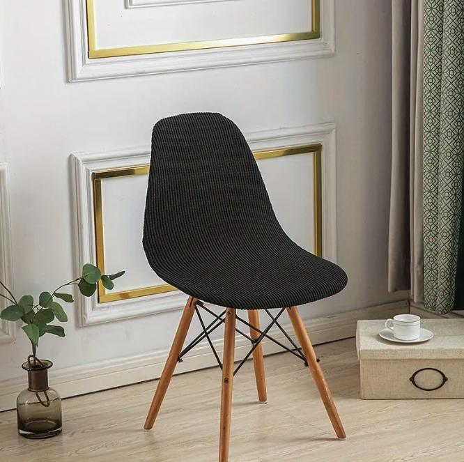 Чехол на стул в скандинавском стиле эластичный жаккард Черный