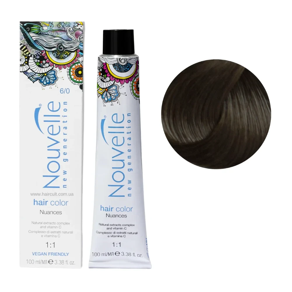 Краска для волос Nouvelle Hair Color 6/0 Насыщенный темно-русый 100 мл Краска для волос Nouvelle Hair Color 6/0 Насыщенный темно-русый 100 мл