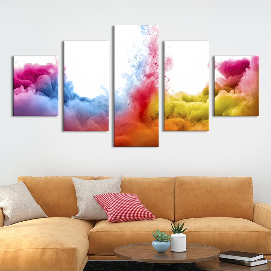 Модульная картина из 5 частей Цветной дым на белом фоне 162x80 см (12-52)