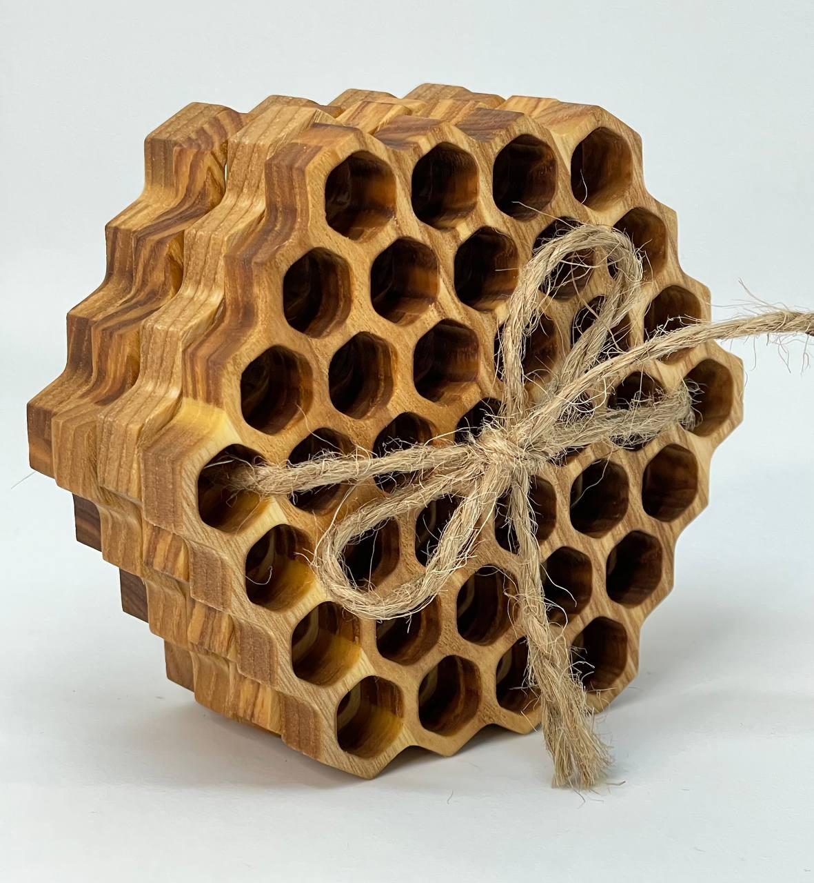 Костеров из дерева Пчелинные соты 10х1 см 4 шт. (9270201) - фото 7 Костеров из дерева Пчелинные соты 10х1 см 4 шт. (9270201) - фото 7