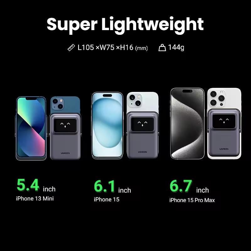 Повербанк беспроводной Ugreen PB572 Qi2 Magnetic Magsafe 10000 mah 20W для iPhone Серый (28780601) - фото 15