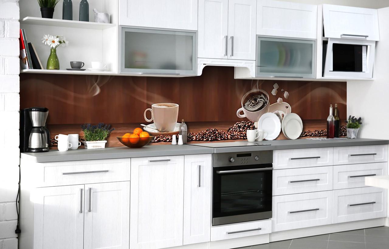 Кухонный фартук Чашка крепкого кофе виниловый самоклеющийся 65х250 см