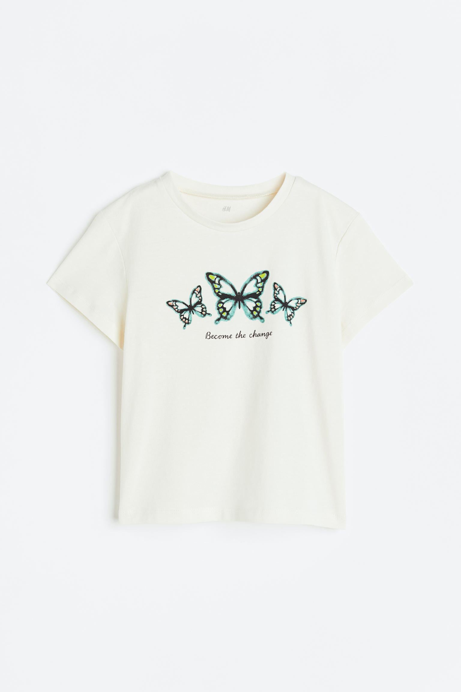Футболка H&M 110-116 см Молочний Метелики (A406930126)