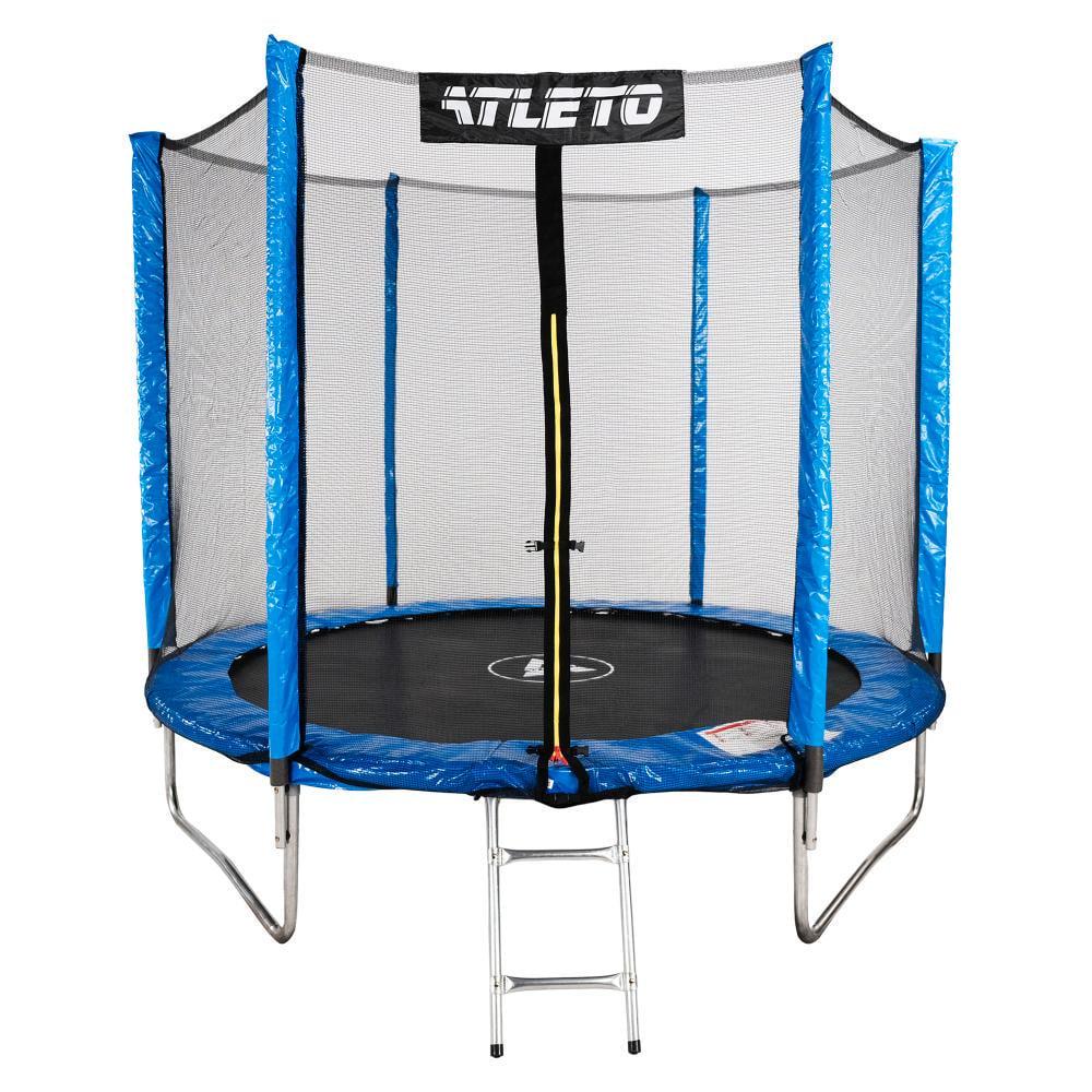 Батут детский Atleto с защитной сеткой и лесенкой 252 см Синий (132-76-42400442) - фото 3