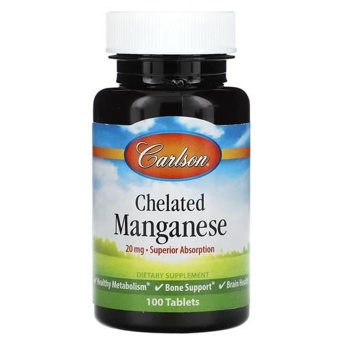 Марганец Carlson Chelated Manganese 20 мг 100 табл. (CAR-05631)