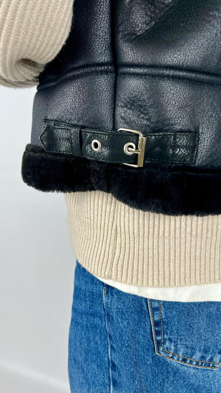 Дубленка женская Бренд #204-01 S Черный (23918469) - фото 5 Дубленка женская Бренд #204-01 S Черный (23918469) - фото 5