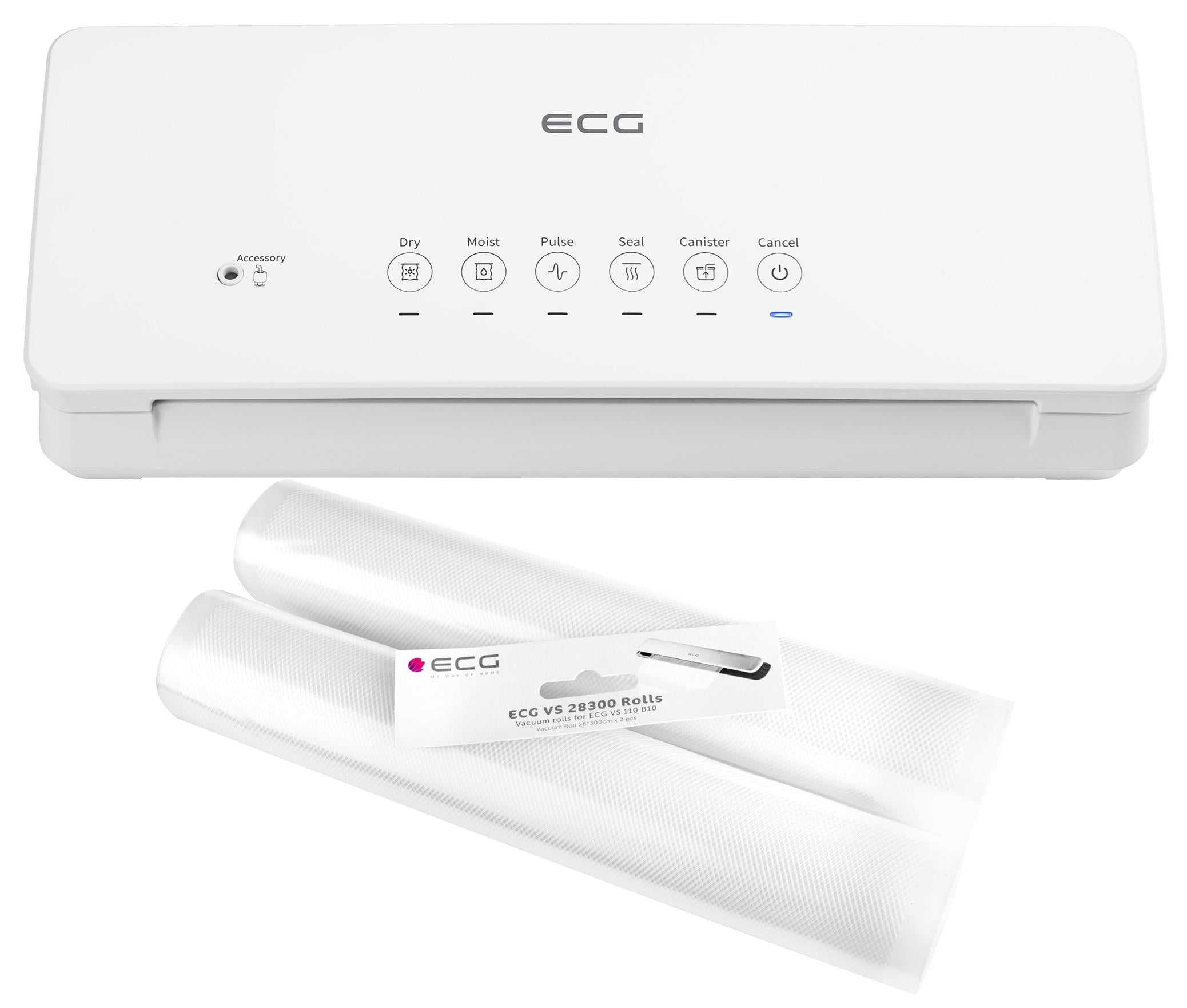 Комплект ECG Вакуумный упаковщик ECG VacuFresh и рулоны для вакуумного упаковщика ECG VS 28300 Rolls