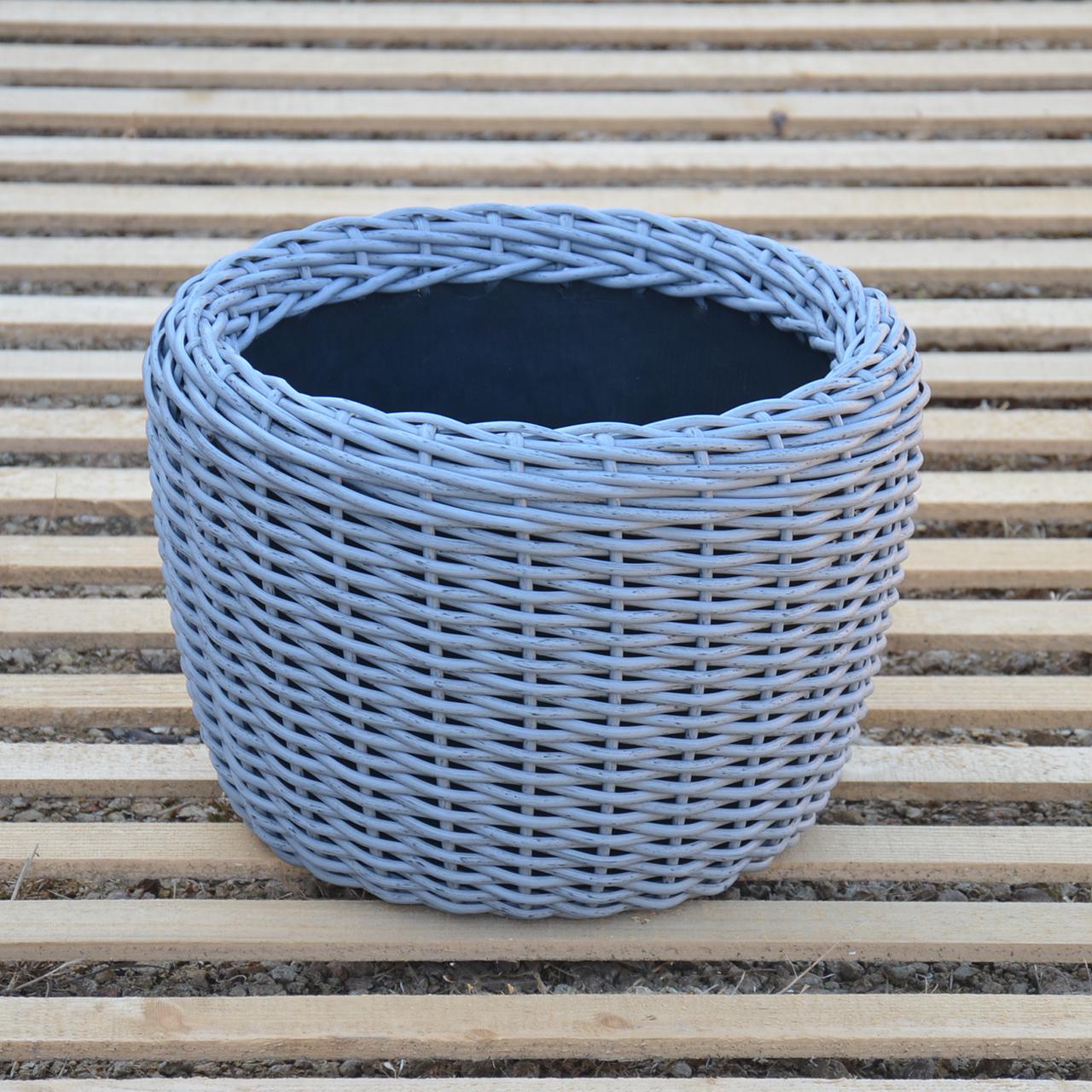 Кашпо для рослин з штучного ротангу 12 л Сірий (11717132) - фото 3 Кашпо для рослин з штучного ротангу 12 л Сірий (11717132) - фото 3