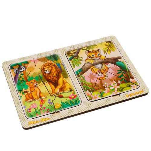 Пазлы в рамке Львы и тигренок (192800)