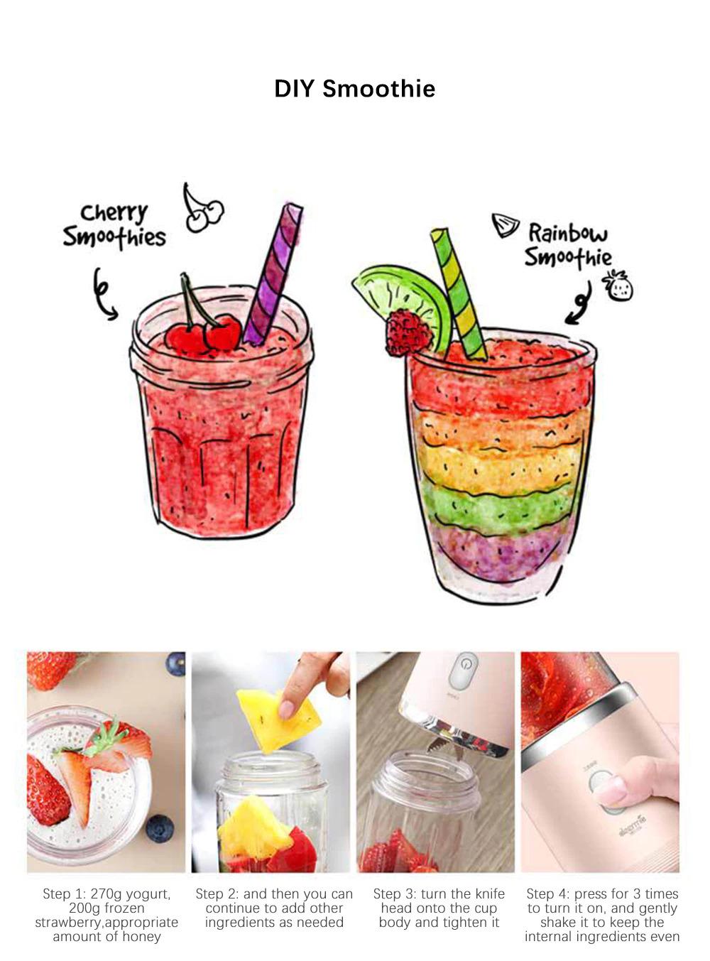 Фітнес-блендер Deerma Juice Cup портативний акумуляторний Pink (DEM-NU05) - фото 9