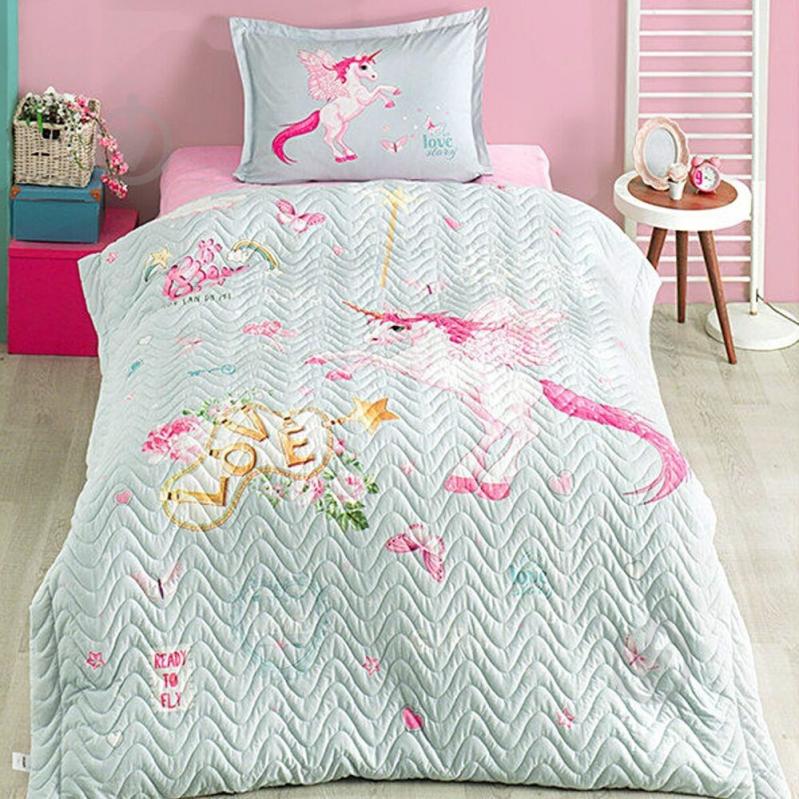 Покрывало подростковое Aran CLASY  стеганное хлопковое с наволочкой 180x240 Единорог Pegasus (1005855)