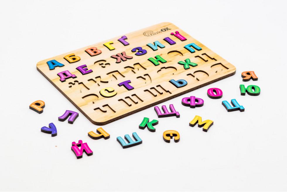 Сортер-пазл дерев'яний дитячий розвиваючий PuzzleOK Азбука 33 літери - фото 2 Сортер-пазл дерев'яний дитячий розвиваючий PuzzleOK Азбука 33 літери - фото 2