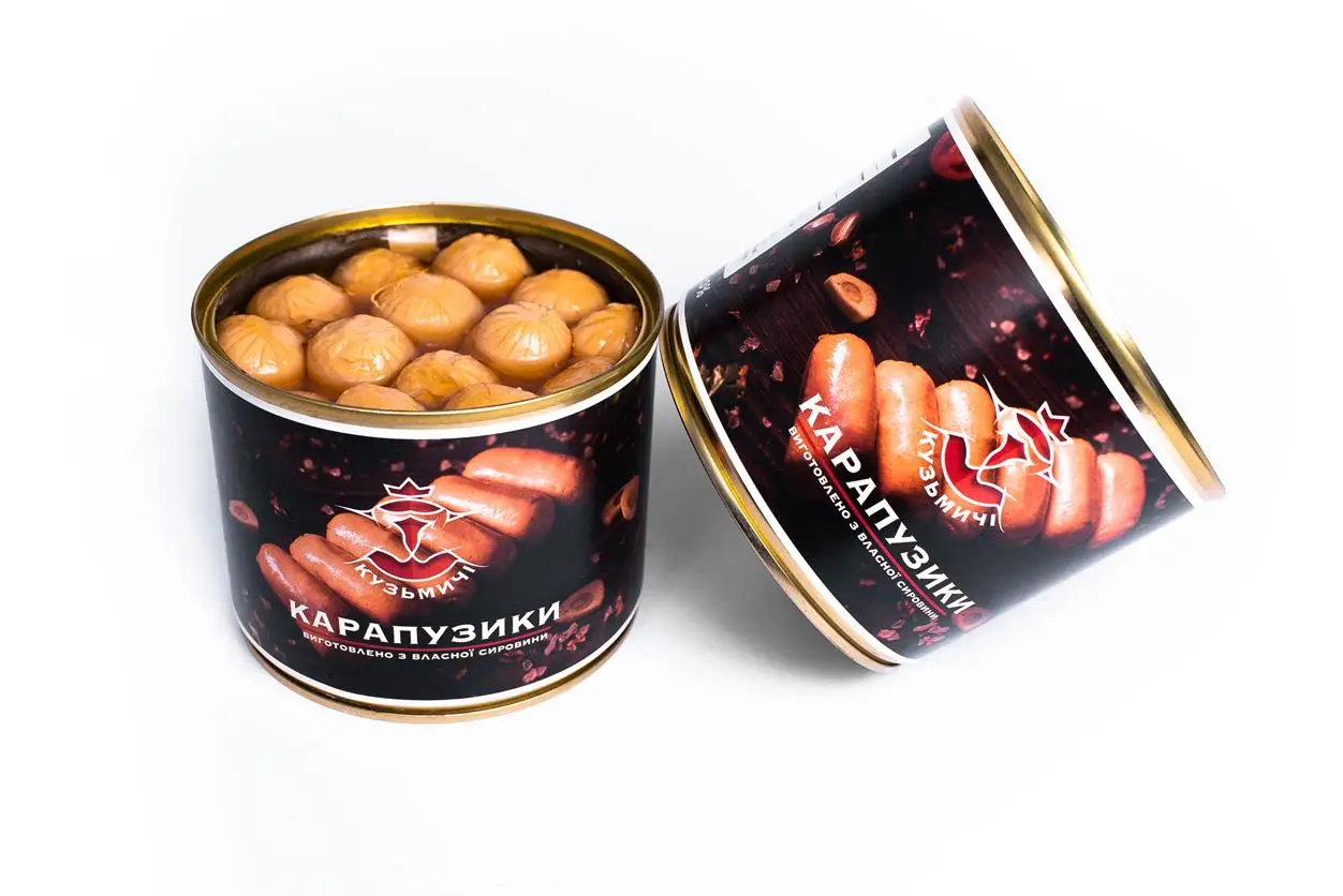 Сосиски Кузьмичі Карапузики в розсолі 525 г (4820105100810) - фото 2 Сосиски Кузьмичі Карапузики в розсолі 525 г (4820105100810) - фото 2
