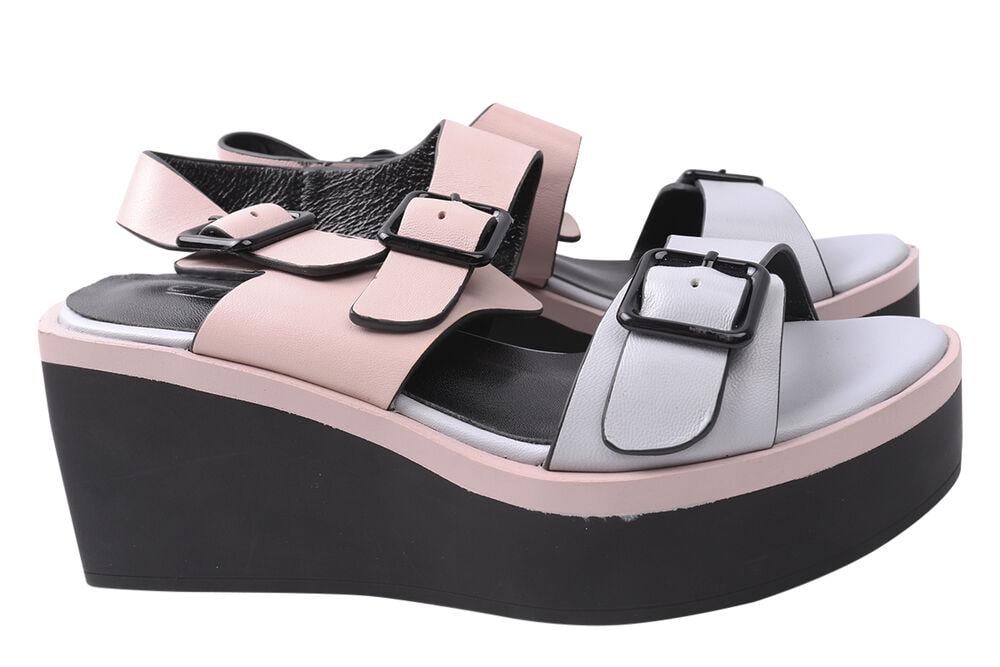 Босоножки женские Erisses из кожи на платформе с открытой пятой р. 34 Розовый (887-20/22LBC)