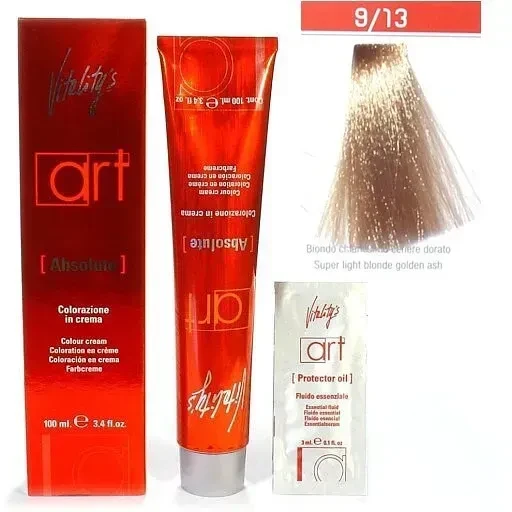 Крем-краска для волос с масляным коктейлем Vitality’s Art Absolute Hair Color Cream 9/13 Пепелисто-золотистый очень светлый блондин 100 мл