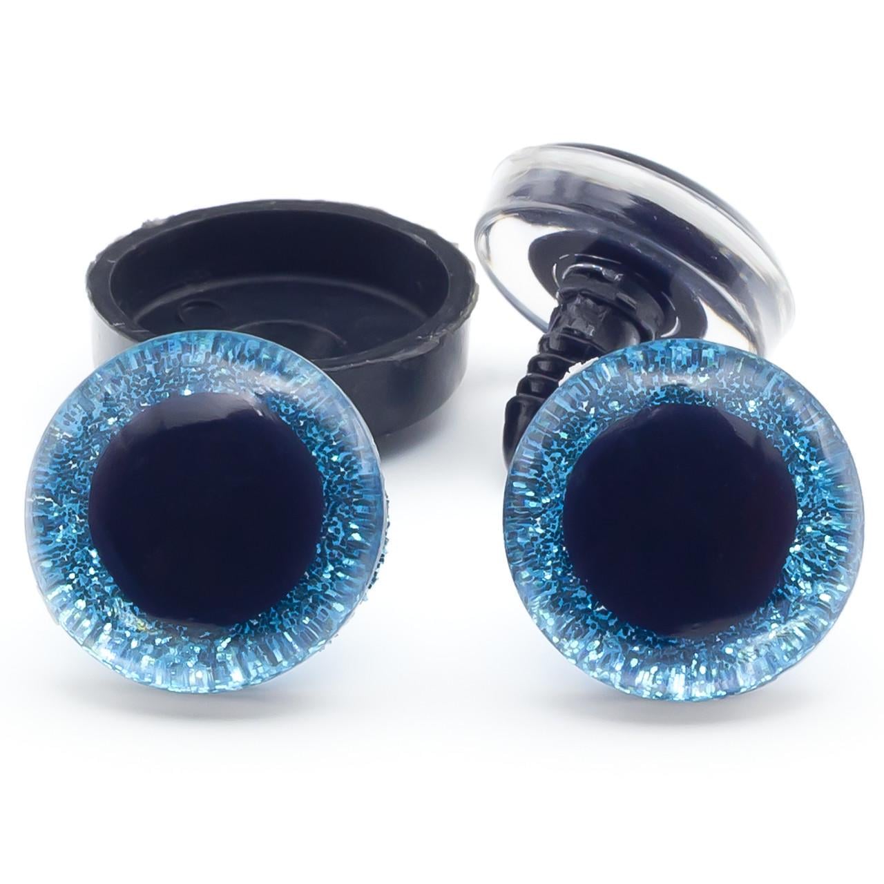 Глаза для игрушек с блестками винтовые пластиковые круглые 20 мм 6 шт. Голубой (ГВ0020б21)