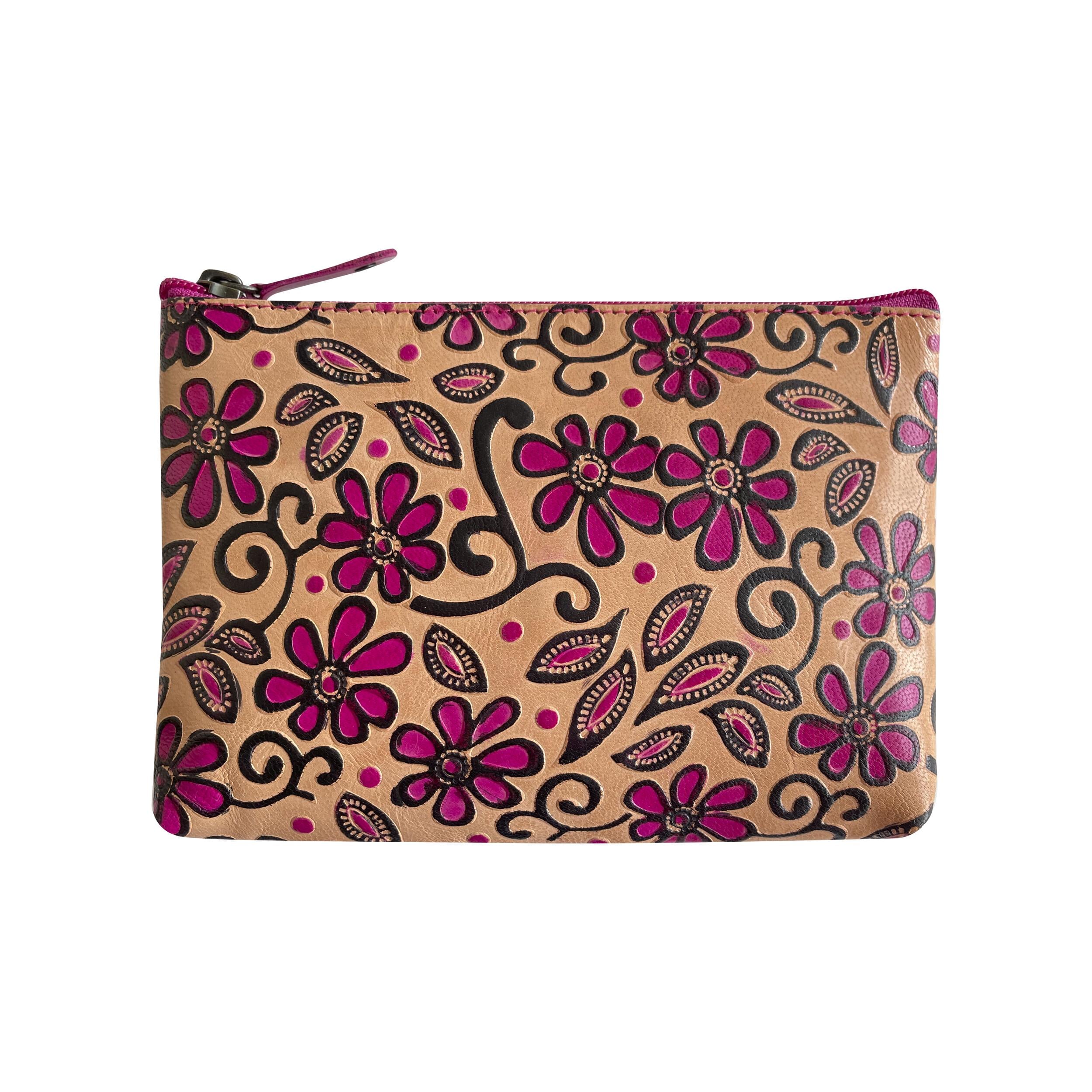 Кошелек кожаный женский Silk Route А-1914 с розовыми цветами Бежевый (13425508)