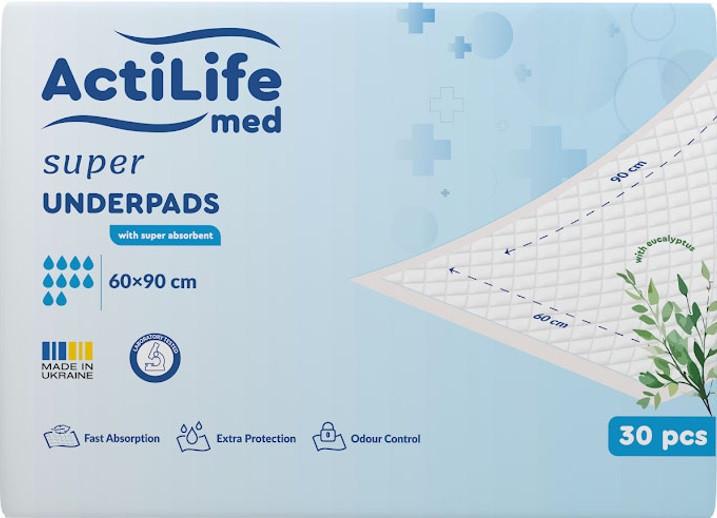Пеленки гигиенические впитывающие ActiLife Med Super 60х90 см 30 шт. (2647577671) - фото 1 Пеленки гигиенические впитывающие ActiLife Med Super 60х90 см 30 шт. (2647577671) - фото 1