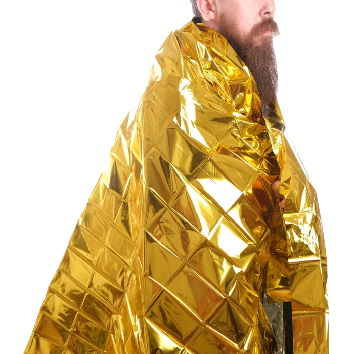 Термоковдра рятувальна 160x210 см Золотий/Срібний - фото 3 Термоковдра рятувальна 160x210 см Золотий/Срібний - фото 3