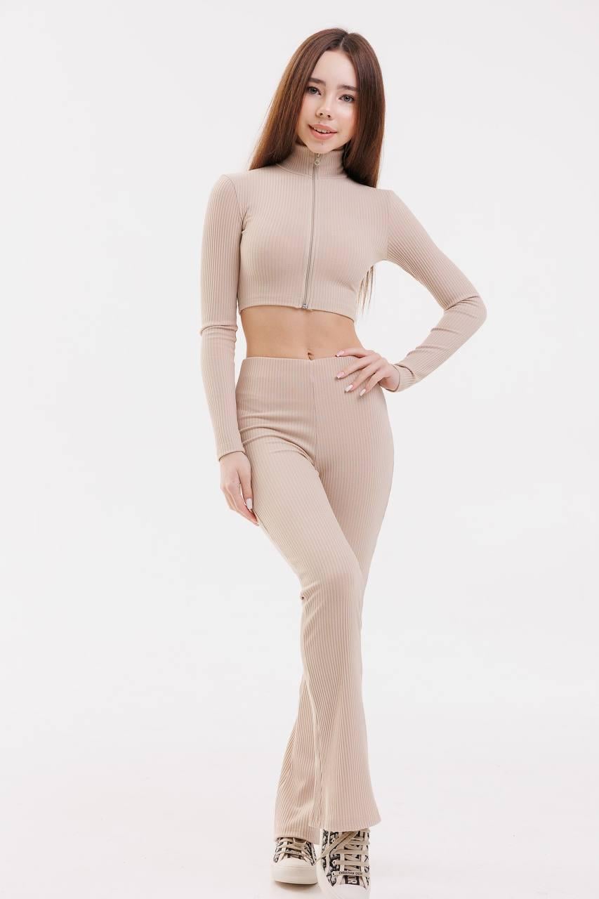 Космюм рубчик с кроп-топом на молнии для девочки 158 см Beige (126942) Космюм рубчик с кроп-топом на молнии для девочки 158 см Beige (126942)