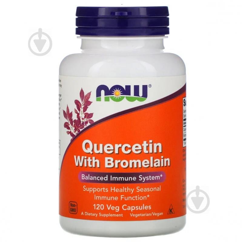 Кверцетин с Бромелайном, Quercetin with Bromelain, Now Foods, 120 вегетарианских капсул