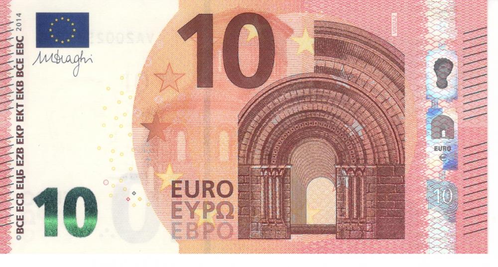 Колекційна банкнота Іспанія 10 євро 2014 VA V002 Драгі UNC (Б06766)