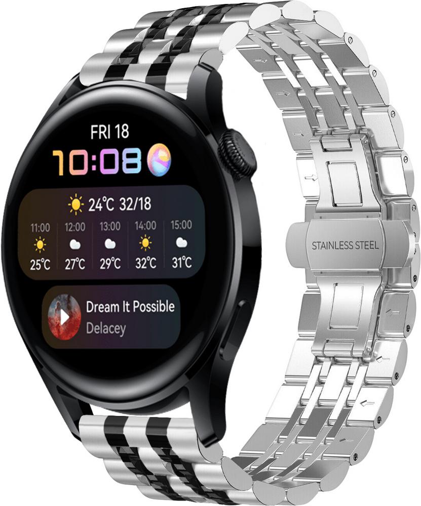 Браслет металлический Spinye Line для Huawei Watch 3 Silver Black (28975-69)