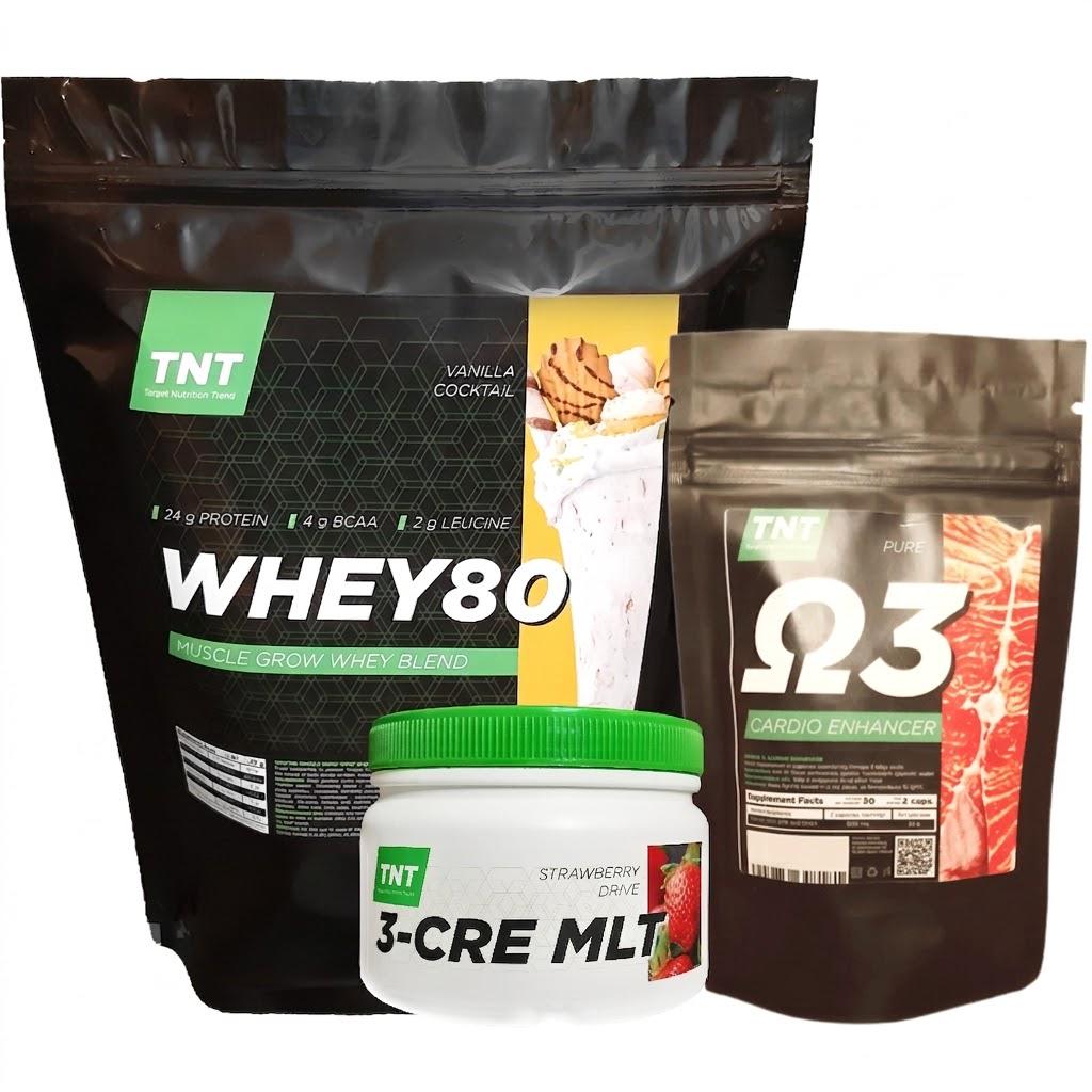 Комплекс TNT Nutrition Протеїн 2 кг/Креатин 0,3 кг/Омега-3
