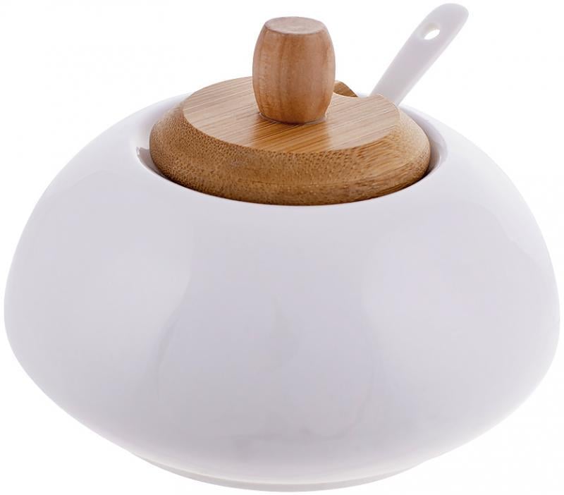 Сахарница Ceram Bamboo с ложкой и деревянной крышкой Ø 12х9 см (32326700) Сахарница Ceram Bamboo с ложкой и деревянной крышкой Ø 12х9 см (32326700)