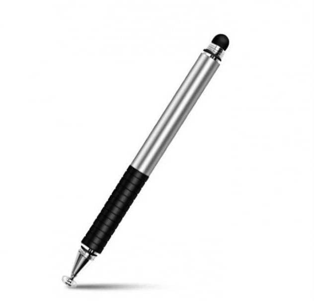 Стилус ємнісний двосторонній для малювання Сріблястий (00525)