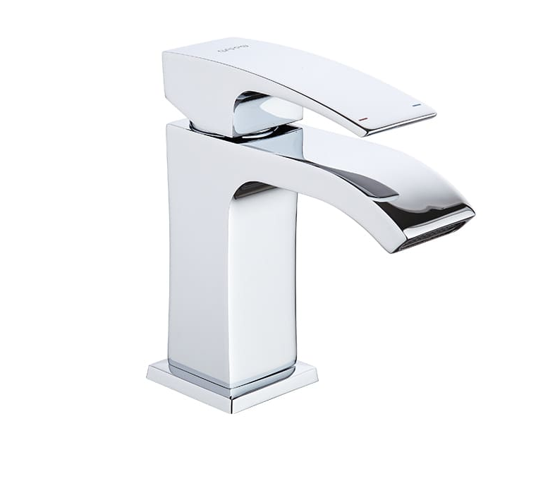 Змішувач для умивальника Koer KB-12007-04 з каскадним виливом Хром з білим (KR5151)