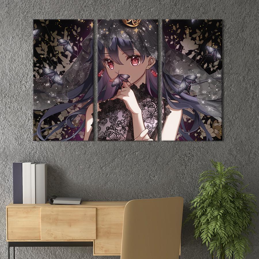 Модульная картина триптих Аниме девушка с большими глазами 156x100 см (664-31)