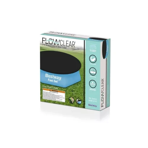 Тент-накрытие Bestway Flowclear круглый Ø 280 см для надувных бассейнов Ø 244 см с дренажными отверстиями и веревками Черный (3124039680) Тент-накрытие Bestway Flowclear круглый Ø 280 см для надувных бассейнов Ø 244 см с дренажными отверстиями и веревками Черный (3124039680)