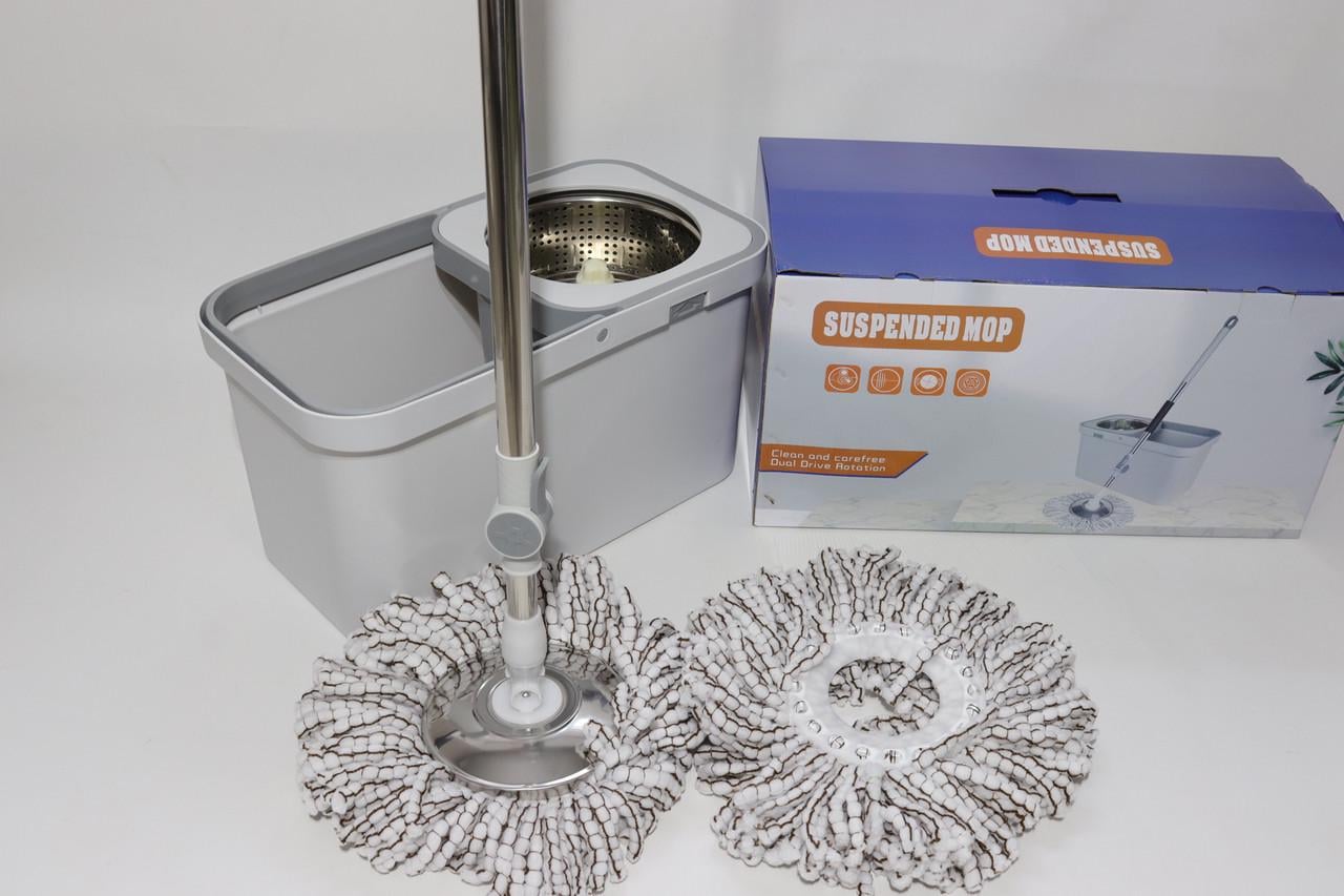 Швабра с отжимом и квадратным ведром Spin Mop 2-в-1 (2505/grey) Швабра с отжимом и квадратным ведром Spin Mop 2-в-1 (2505/grey)