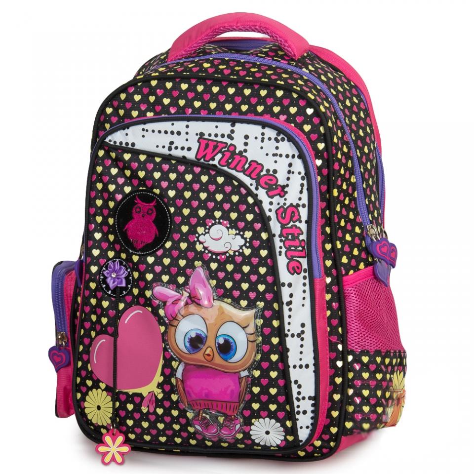 Рюкзак Winner Stile 29х15х40 см Черно-розовый (194-1)