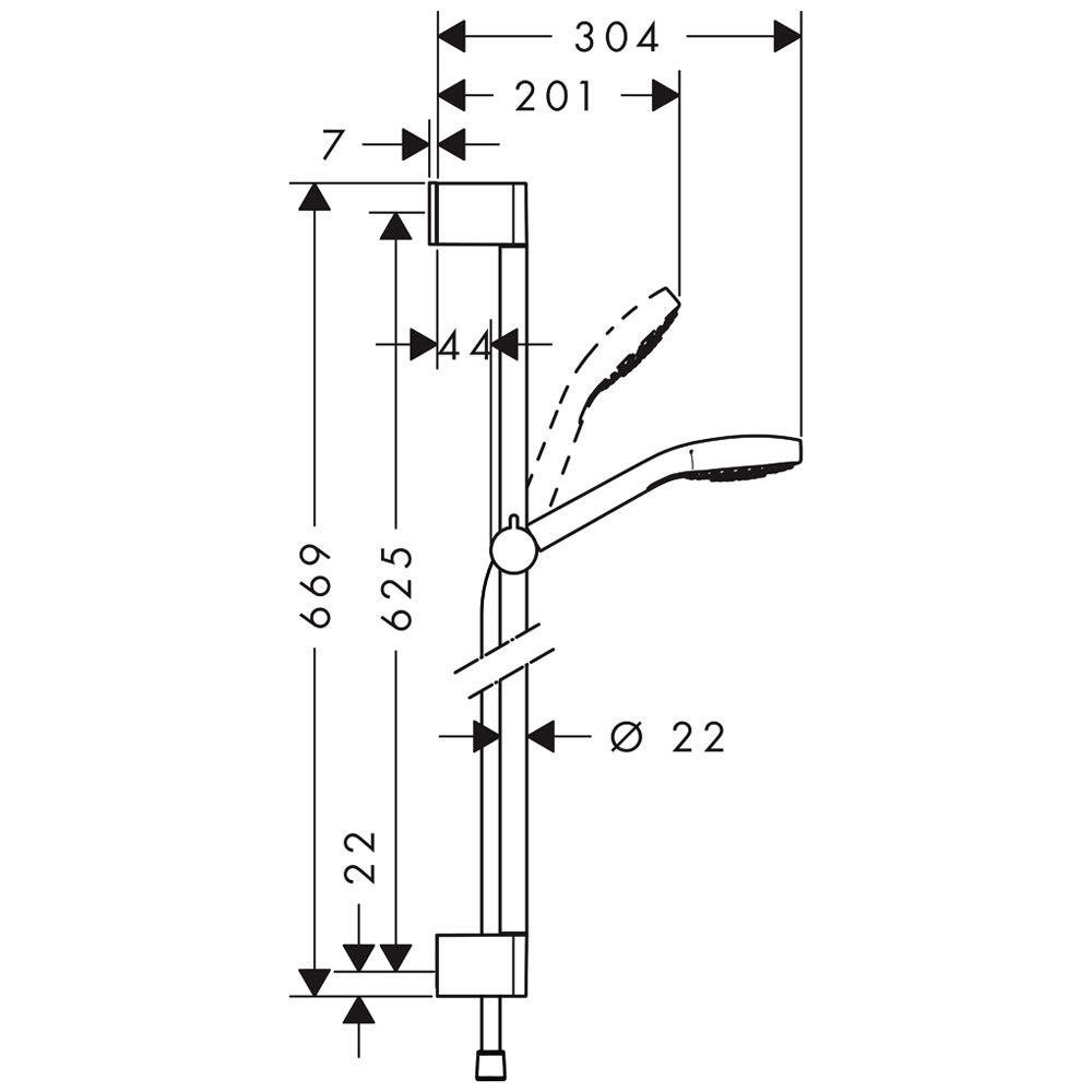 Душевой комплект со штангой Hansgrohe Croma Select 26563400 Белый (149020) - фото 2