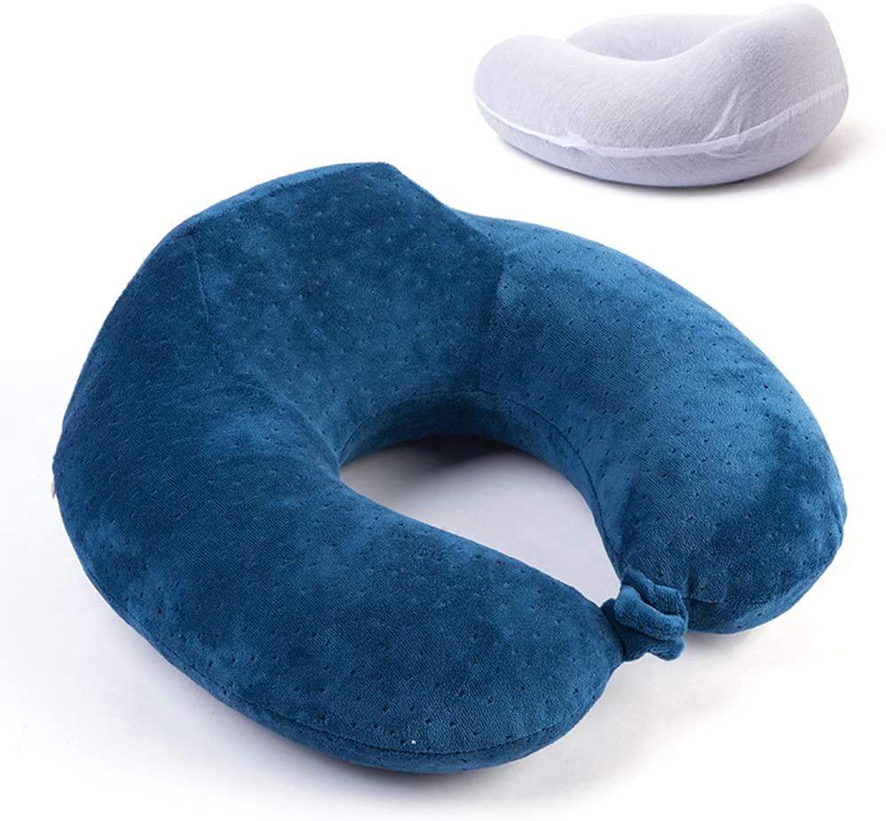 Подушка дорожня Casablanket з пам'яттю Memory Foam U-Shaped Pillow 30x28x13 см Синій - фото 3