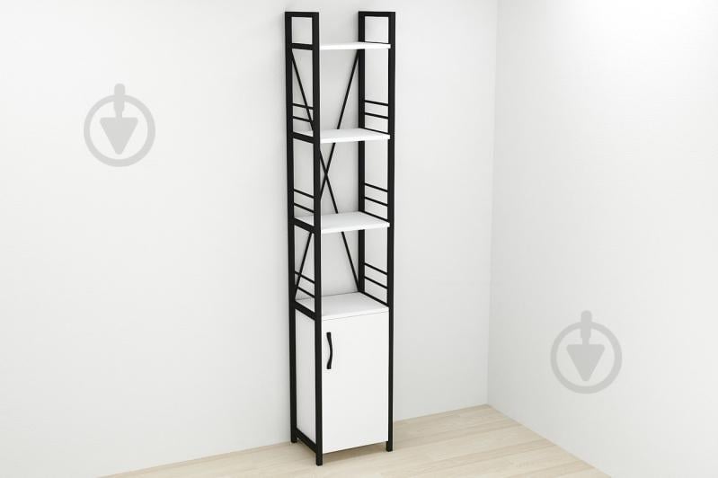 Этажерка 4/34 Ferrum-decor Серии Конект с тумбой  179x34x28 Черный ДСП Белое (FD1042)