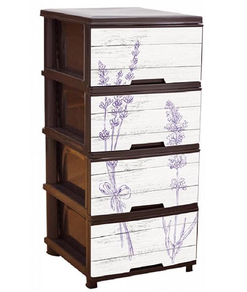 Комод пластиковий 4 ящики 90,5х46,5х39,5 Лаванда Темно-коричневий (472767-Prob)