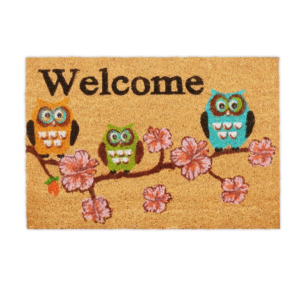 Коврик Relaxdays Welcome Совы из кокосового волокна 60x40 см (10035506)