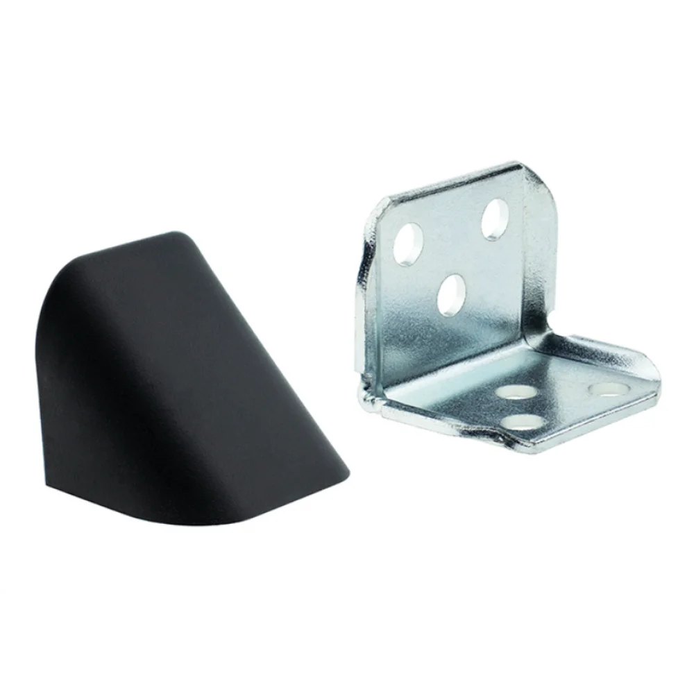 Монтажний кутник Mesan металевий із пластиковою заглушкою Чорний (PD0705)