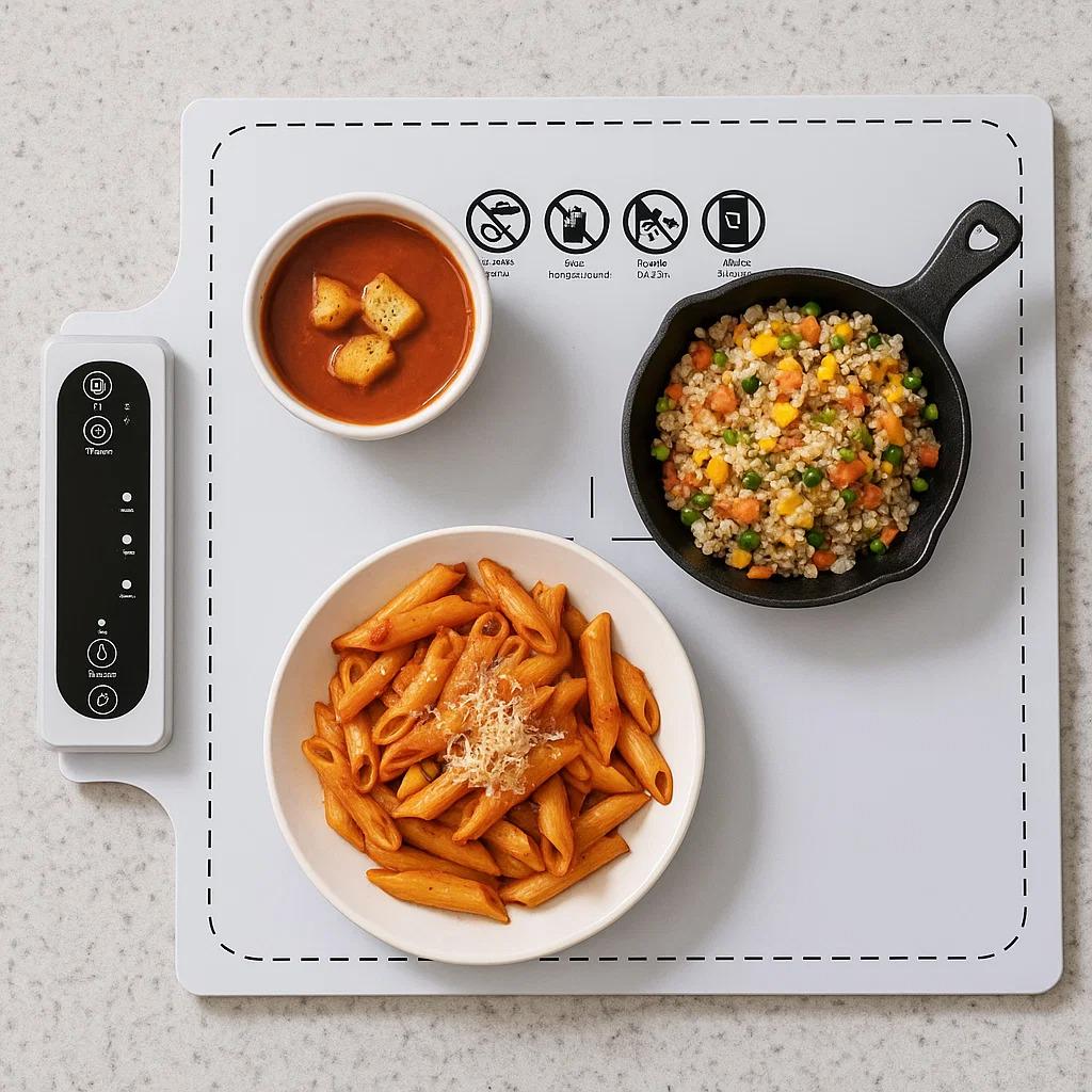 Килимок силіконовий на кухню для підігріву і розморожування їжі/готових страв/напоїв/дитячих пляшечок Білий