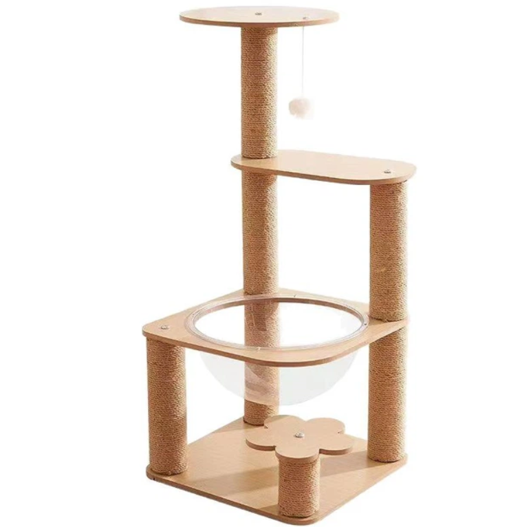 Комплекс для кошек Cat Tower многоуровневый из сизаля 79 см Прозрачный (CT-079-BE)
